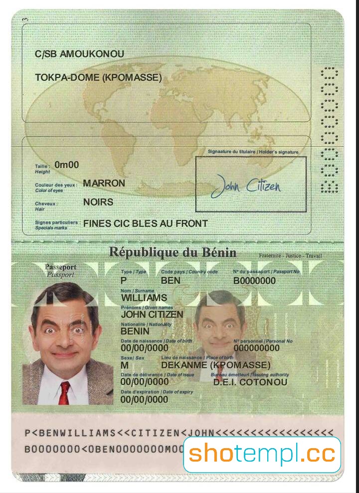 Benin Passport PSD Template